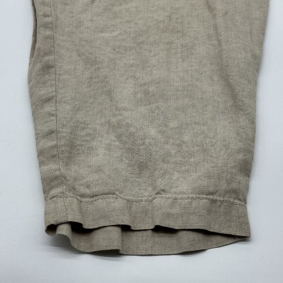 Eileen Fisher Women's Size Large Tan Organic Linen Pull-On Tapered Pants - FLAW! - Picture 2 of 10